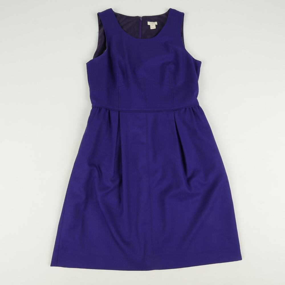 J Crew Womens 6 Allie Dress Structured Waist Pleats Scoop Neckline Wool Blend